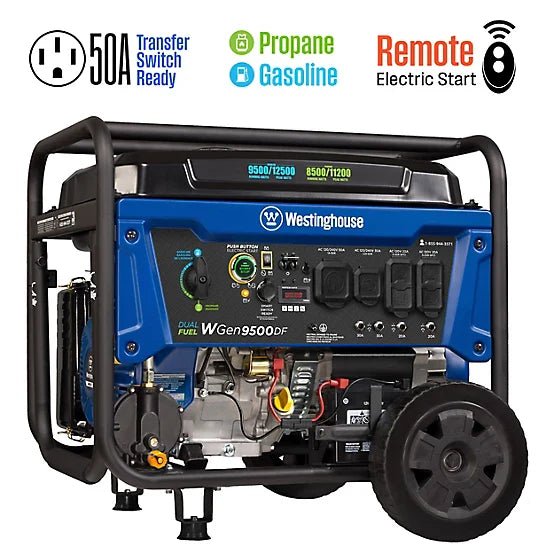 1527173 Westinghouse 12,500/9,500-Watt Dual-Fuel Portable Generator, Electric Start, Transfer Switch Ready - Image 1