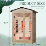 EROMMY Outdoor Sauna 2 Person, Far Infrared Wooden Sauna, Personal Sauna with Bluetooth Speaker and Changeable Chromotherapy Lighting - Image 2