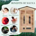 EROMMY Outdoor Sauna 2 Person, Far Infrared Wooden Sauna, Personal Sauna with Bluetooth Speaker and Changeable Chromotherapy Lighting - Image 4
