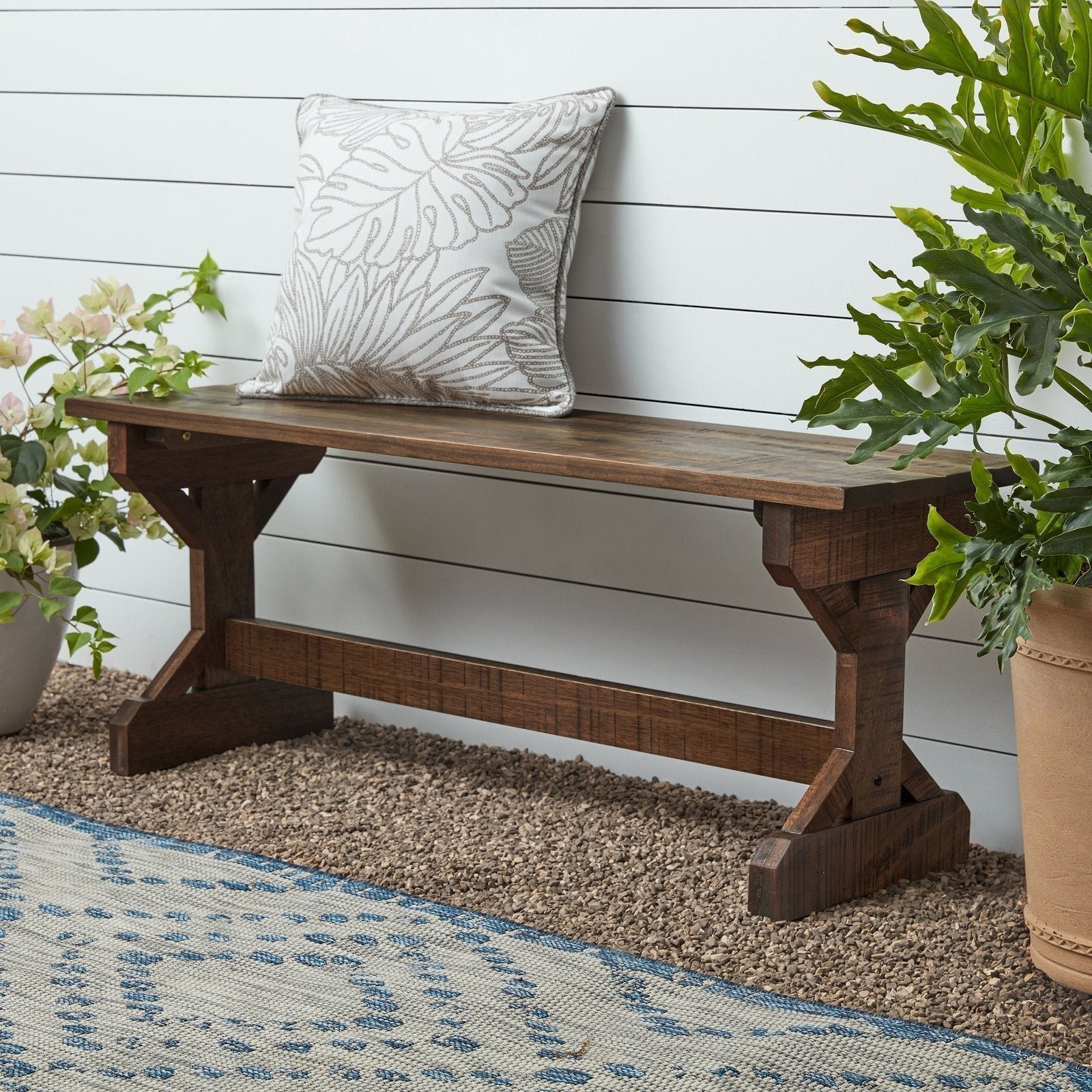 Bench-Brown-Outdoor-1 Farmhouse Bench - Image 1