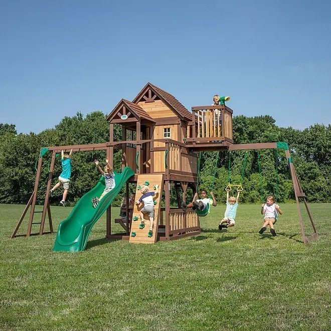 image1-1-1-2 Backyard Discovery Skyfort II Cedar Swing Set/PlaySet - Image 1